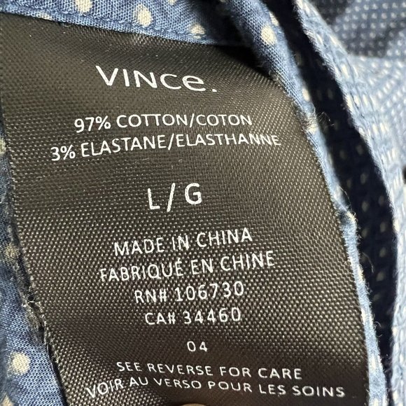 Vince Shirt  Mens Large Blue Button Down Long Sleeve Mens Large - Picture 6 of 9